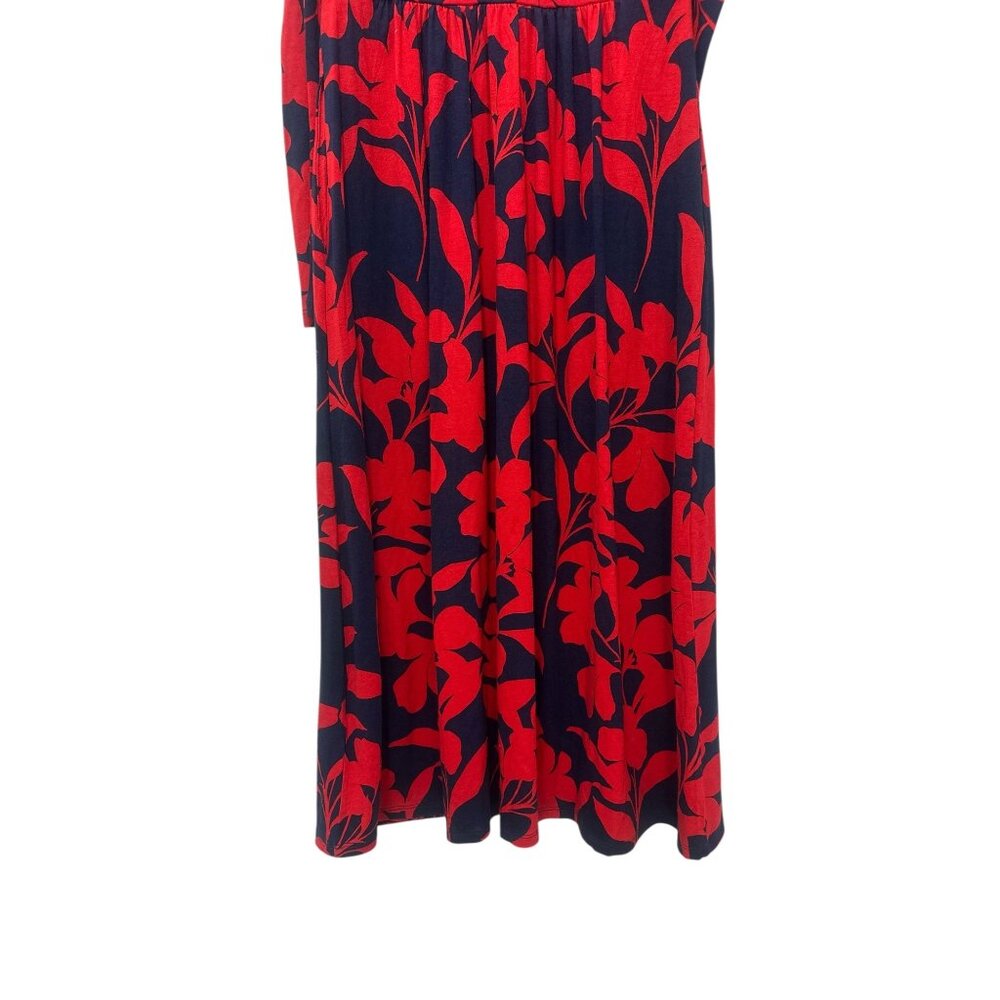 Sold Boden Floral Bloom Jersey Midi Dress Womens 2 Red Sundress Puff Sleeves - Picture 9 of 16